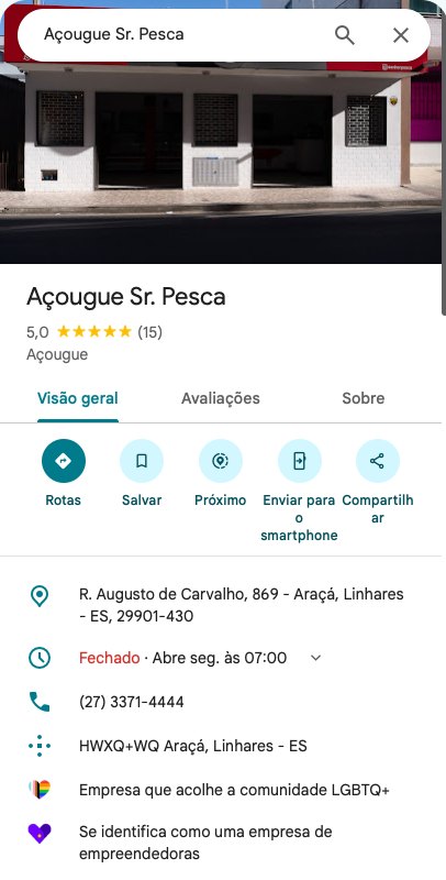 Perfil público da Sr. Pesca no Google